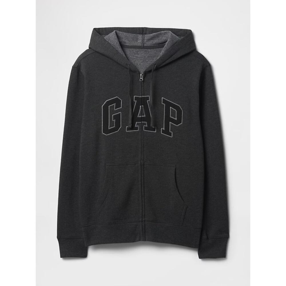 Gap Factory‎ Relaxed Charcoal Grey Logo Zip Hoodie Sweatshirt Men’s Medium NEW